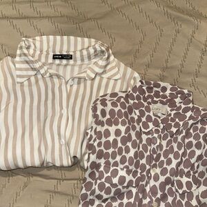 LOFT Purple and White Patterned Blouse